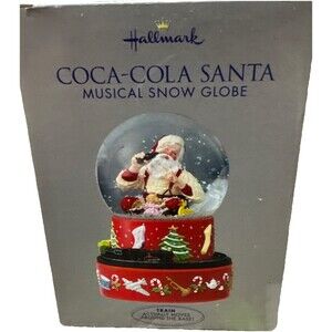 Hallmark 2001 Coca-Cola Santa Christmas Musical Snow Globe Works Train Moves Vtg